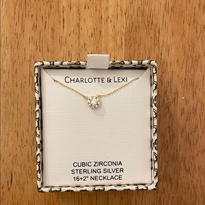 Gold Necklace with Cubic Zirconia Pendant